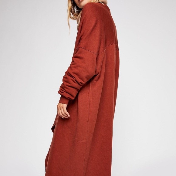 FREE PEOPLE Beach Red Eye Burnt Orange Open Cardigan Coat Jacket - Picture 3 of 7